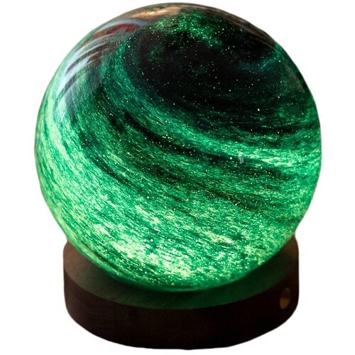 Gingko LED namizna svetilka v temni naravni barvi s steklenim senčilom (vi&amp;scaron;ina 9 cm) Stellar Ocean &amp;ndash; Slike