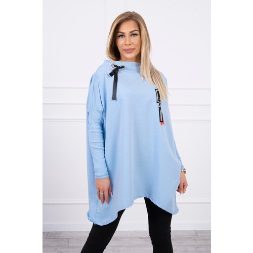 Kesi Oversized sweatshirt with asymmetrical sides in cyan color Cene