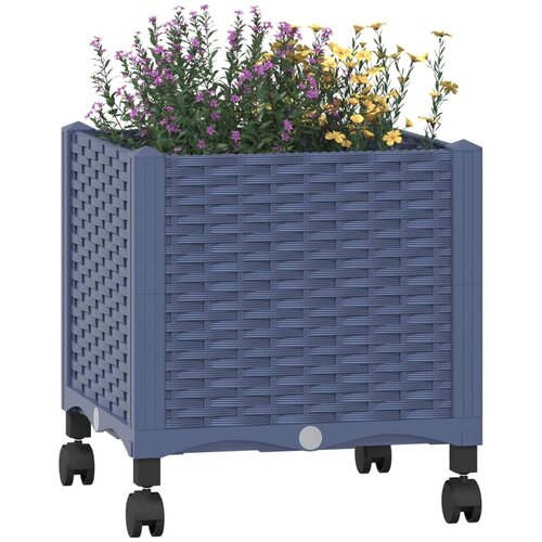  Vrtni saksija s kotačima Plavo Sivo 40 x 40 x 48 cm PP - Plavo-siva 40 x 40 x 38 cm s kotačima Slike
