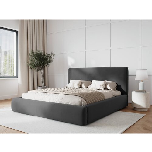 Cosmopolitan Design Temno siva oblazinjena zakonska postelja s prostorom za shranjevanje z letvenim dnom 140x200 cm Colonel &amp;ndash; Slike