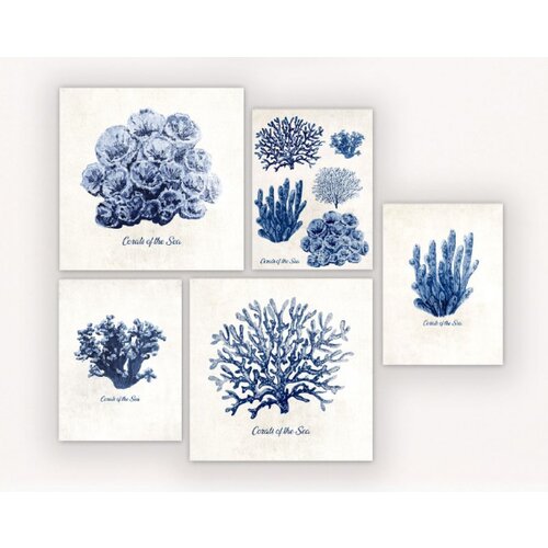 Dekordom slika set od 5 delova blue plants Slike