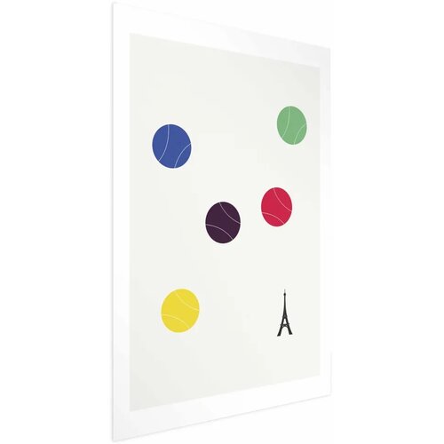  Plakat - Eiffel Tower and Colorful Tennis Balls 21x30 Bez okvira Cene