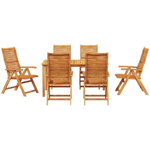  Vrtni set za objed 7 kom. Smeđa Čvrsto drvo akacije 150 x 90 x 75 cm Slike