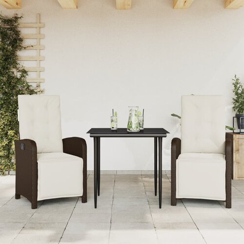 VidaXL Bistro garnitura 3-delna z blazinami rjav poli ratan Slike