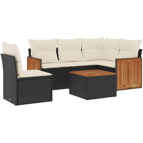 Maison Chic Seti vrtnega pohištva - Vrtna garnitura - Vrtni pohištvo set 6-delna z blazinami črna poli ratan, (21813220) Cene