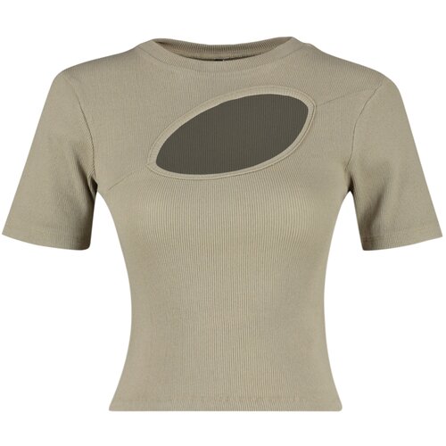 Trendyol Mink Cut Out Detailed Collar Blouse Cene