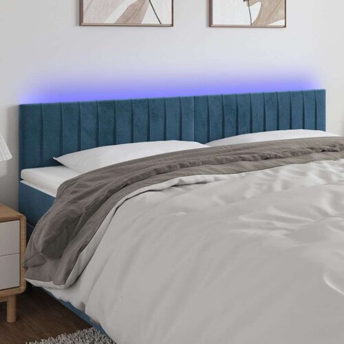  Posteljno vzglavje temno modro 160x5x78/88 cm žamet Slike