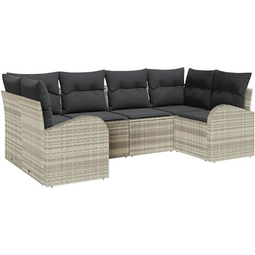  Sjedeća garnitura za vrt 6 kom. Svijetlo siva poliratan Svjetlosiva 234 x 124 x 85 cm Slike