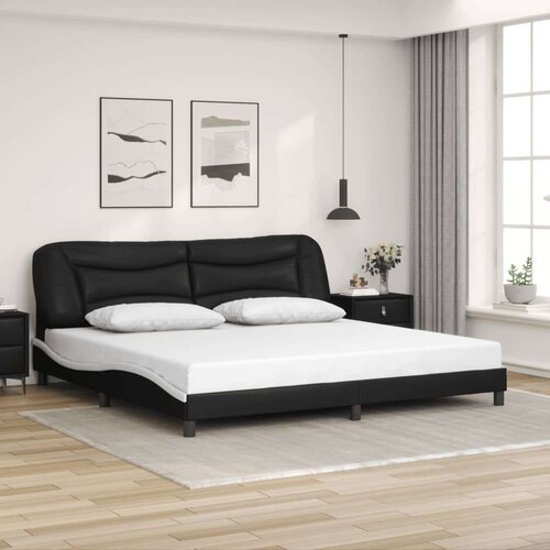  Okvir za krevet s uzglavljem crno-bijeli 200x200cm umjetna koža Slike