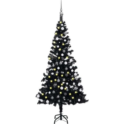  Umjetno božićno drvce LED sa setom kuglica crno 180 cm PVC Cene