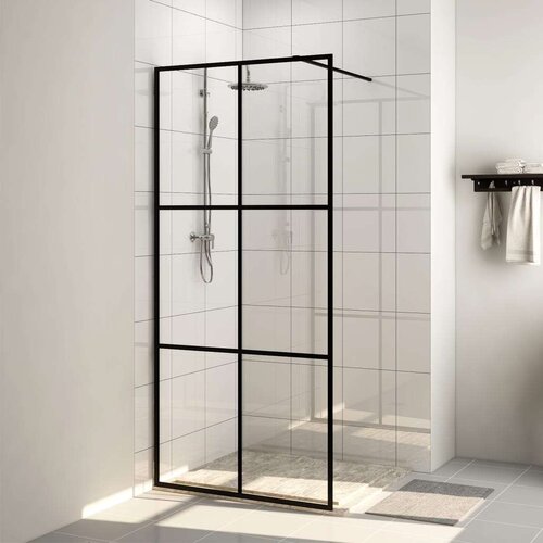 vidaXL Pregrada za tuš s prozornim ESG steklom 80x195 cm črna Cene