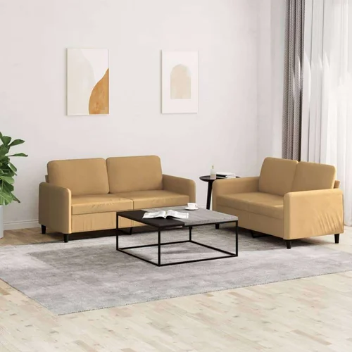  2-dijelni set sofa smeđi baršunasti