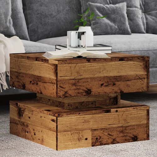  Stolić za kavu s LED svjetlima boja staro drvo 50 x 50 x 40 cm Cene