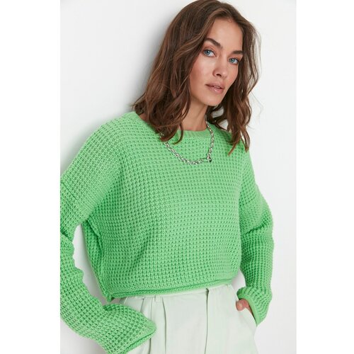 Trendyol Green Crop Knitwear Sweater Slike