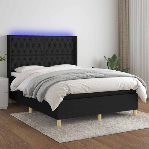  box spring s madracem LED crni 140x190 cm od tkanine Cene