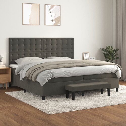  The Living Store Box spring postelja z vzmetnico temno siva 200x200 cm žamet - Box Spring Postelja, (21449992) Slike
