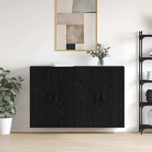 vidaXL Ormarčići montirani na zid 2 pcs Crni hrast 69.5 x 34 x 90 cm Cijene