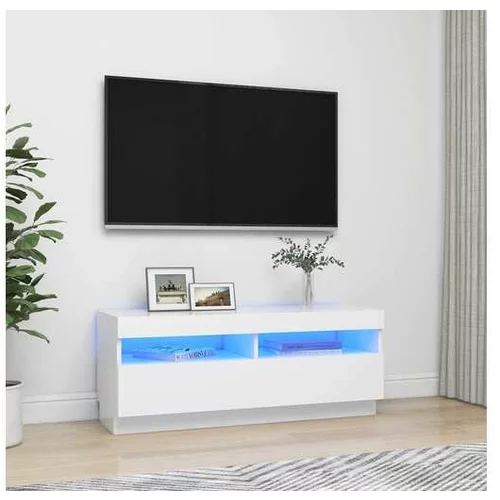  TV omarica z LED lučkami bela 100x35x40 cm
