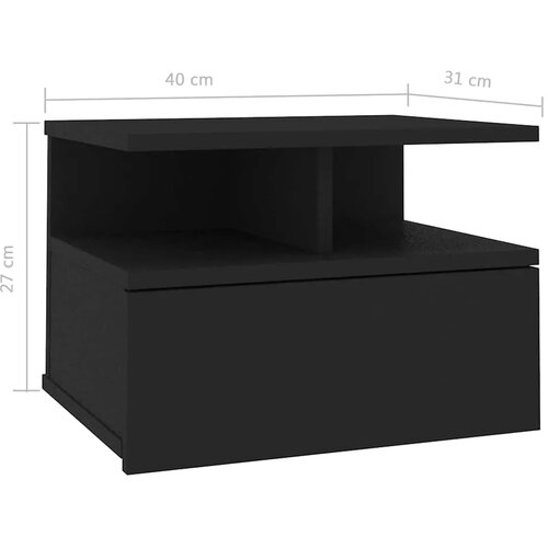 Viseći noćni ormarić crni 40 x 31 x 27 cm konstruirano drvo - Crna 1 Slike