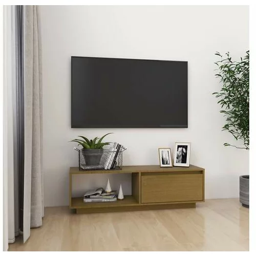  TV omarica medeno rjava 110x30x33,5 cm trdna borovina