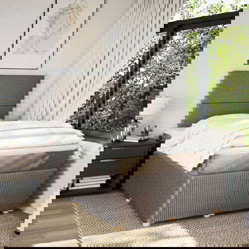 VidaXL Krevet s oprugama i madracem smeđesivi 120 x 190 cm od tkanine Slike