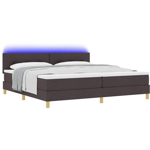  LED Box Spring Krevet Tamno smeđa 200 x 200 cm tkanina Slike
