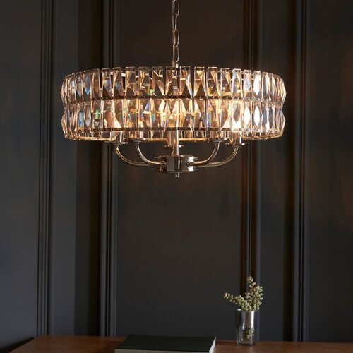  Endon 104467 - Luster na lancu CLIFTON 5xE14/6W/230V, sjajni hrom/prozirno staklo Slike