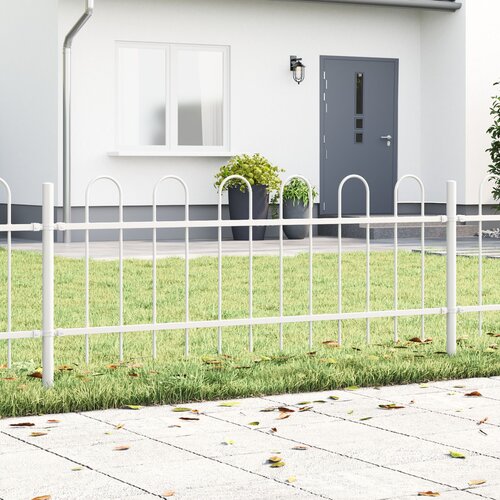 VidaXL Vrtna ograda s hoop vrhom, bela, 5,1 x 0,6 m, jeklo Slike