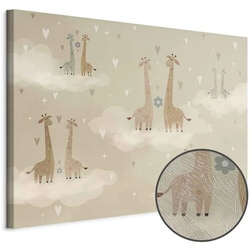  Slika - Love - Colorful Giraffes Floating on Clouds Among Hearts and Stars 30x20 Premium Print Cijene