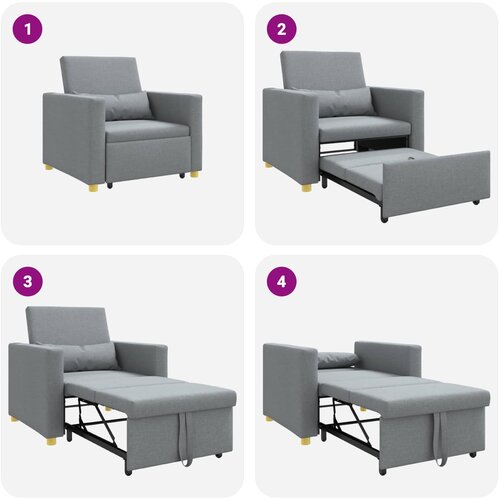 SOFA na razvlačenje Singl Svjetlosiva 90 x 165 x 87 cm tkanina Slike