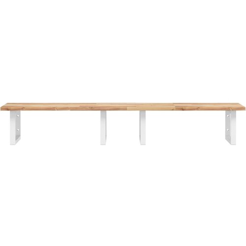  Zidna polica za umivaonik od čelika i masivnog bagremovog drva Smeđa 140 x 50 x 2 cm Slike
