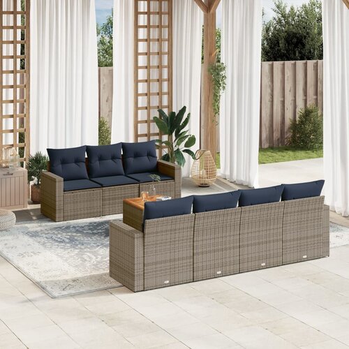 vidaXL 8-dijelni set vrtnih sofa od poliratana s jastucima sivi Cijene