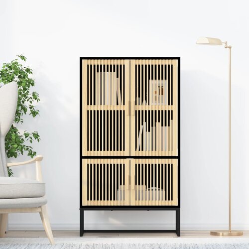  Visoka komoda crna 70 x 35 x 125 cm od konstruiranog drva Cene