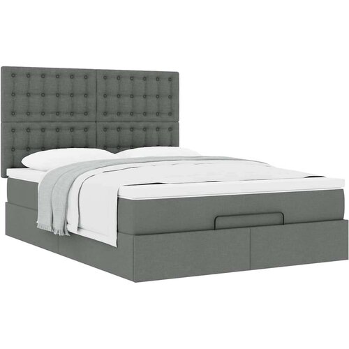 VidaXL otomanski okvir kreveta s madraca tamnosivi 140x200cm tkanine Slike