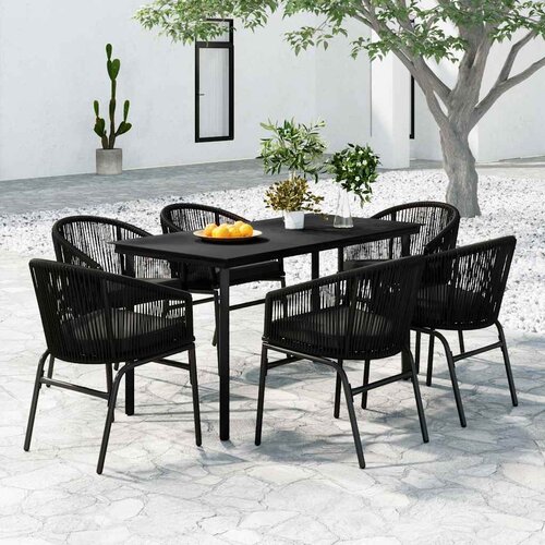  7-dijelni vrtni blagovaonski set crni Crna Dužina stola 140 cm Cene