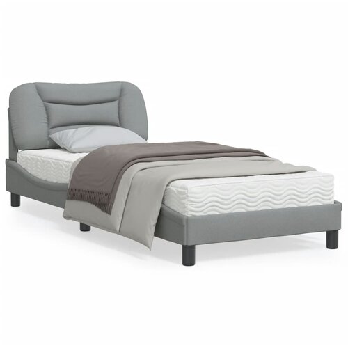 VidaXL Okvir kreveta s LED svjetlima svjetlosivi 90x190 cm od tkanine Slike