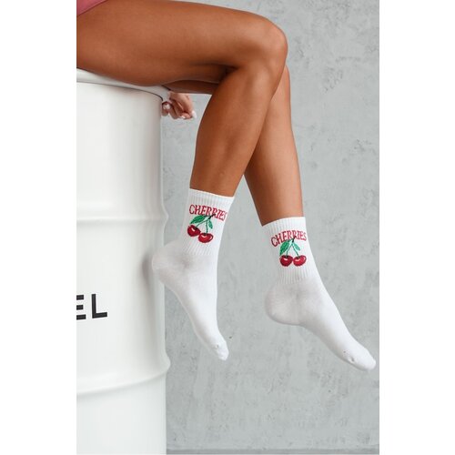 Milena Women's Socks CHERRIES White Cene