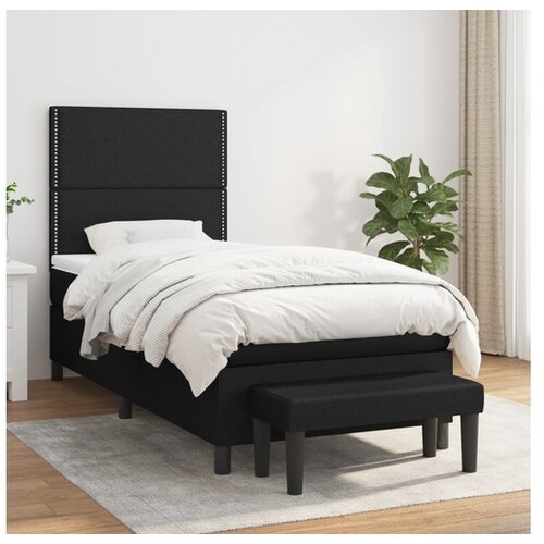 VidaXL Krevet s oprugama i madracem crni 100 x 200 cm od tkanine Slike