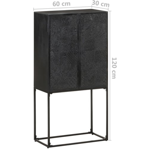  Komoda crna 60 x 30 x 120 cm od masivnog drva bagrema i manga Slike