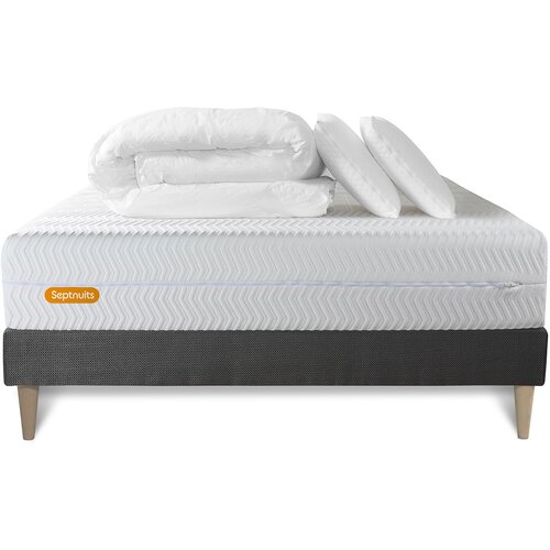 Septnuits Kompletni paket za posteljo - Vzmetnica 140x190 cm + Vzmetni okvir z letvami (komplet) + 2 vzglavnika + Prevleka - Memo Bio, (21613962) Slike