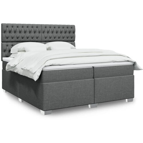The Living Store Box spring postelja z vzmetnico temno siva 200x200 cm blago - Box Spring Postelja, (21428182) Cene