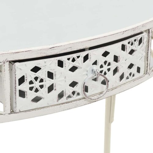  Bočni stolić u francuskom stilu metalni 82 x 39 x 76 cm bijeli Slike