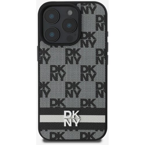 Dkny PU Leather Checkered Pattern and Stripe iPhone 16 Pro Black Ovitek za telefon Vijolična Slike
