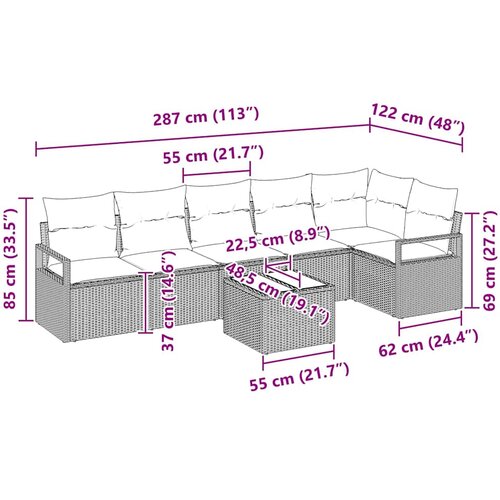  Set sofe s jastukom 7 pcs Crna poliratan Slike