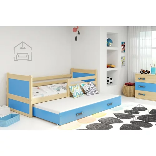 BMS Group Otroška postelja Rico z dodatnim ležiščem - 80x190 cm - bor/modra