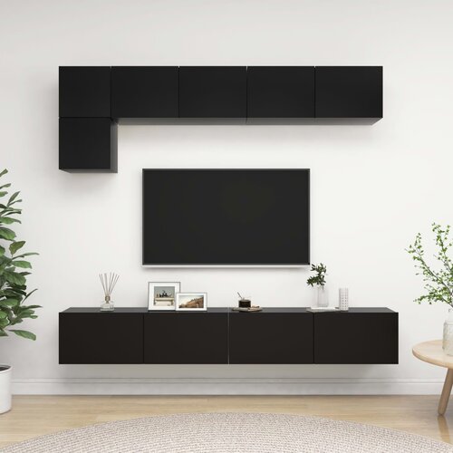 The Living Store Komplet TV omaric 5-delni črna inženirski les - Komplet TV Omaric, (21374342) Slike