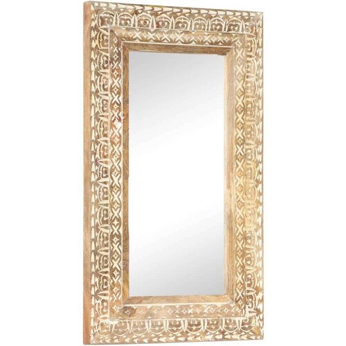 vidaXL Ročno izrezljano ogledalo 80x50x2,6 cm trden mangov les Cene