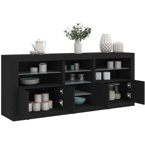  Komoda s LED svjetlima crna 162 x 37 x 67 cm Slike