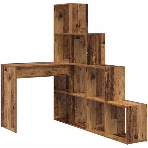  Kutni stol s policom Staro drvo 101,5 x 149,5 x 149,5 cm Slike