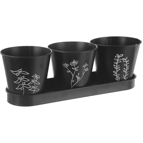 Orion Kovinski cvetlični lonci v kompletu 3 ks za zeli&amp;scaron;ča &amp;oslash; 11 cm Black &amp;ndash; Slike